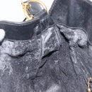 GUCCI Hand Bag Suede Leather 2way Black Gold 001 1732 1638 Auth 141717-20