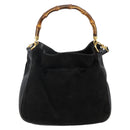 GUCCI Hand Bag Suede Leather 2way Black Gold 001 1732 1638 Auth 141717-13