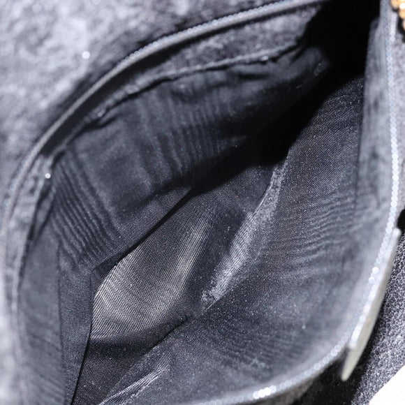 GUCCI Hand Bag Suede Leather 2way Black Gold 001 1732 1638 Auth 141717