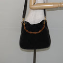 GUCCI Hand Bag Suede Leather 2way Black Gold 001 1732 1638 Auth 141717-22