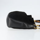 GUCCI Hand Bag Suede Leather 2way Black Gold 001 1732 1638 Auth 141717-3