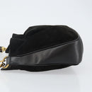 GUCCI Hand Bag Suede Leather 2way Black Gold 001 1732 1638 Auth 141717-4