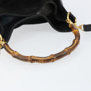 GUCCI Hand Bag Suede Leather 2way Black Gold 001 1732 1638 Auth 141717-7