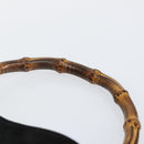 GUCCI Hand Bag Suede Leather 2way Black Gold 001 1732 1638 Auth 141717-8