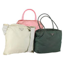 PRADA Shoulder Bag Nylon 3Set Beige Green pink Auth 141719-1