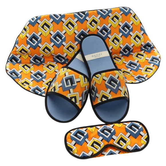 GUCCI Travel Set Travel Case Silk Orange Blue Auth 141722M