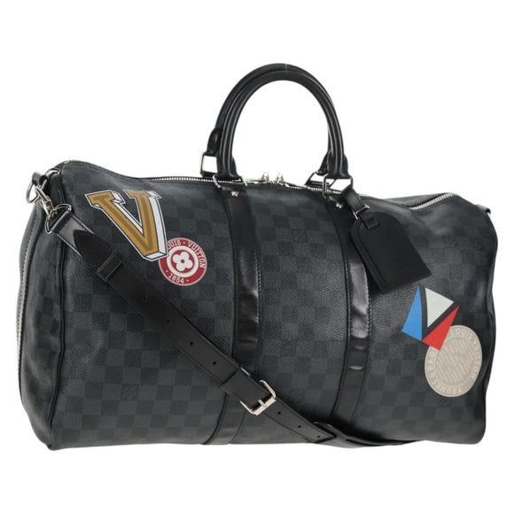 LOUIS VUITTON Damier Graphite Keepall Bandouliere 45 Bag N41057 LV Auth 141724V