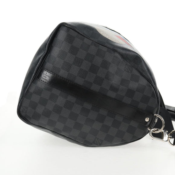LOUIS VUITTON Damier Graphite Keepall Bandouliere 45 Bag N41057 LV Auth 141724V