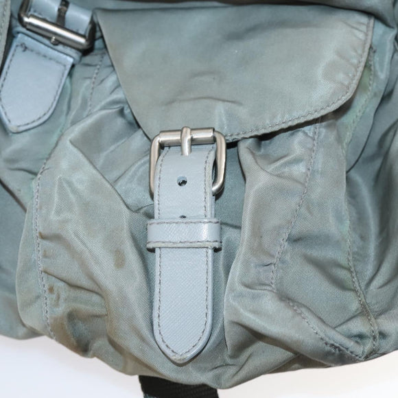 PRADA Backpack Nylon Green Silver Auth 141751