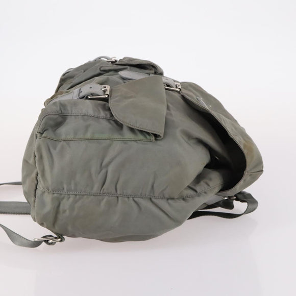 PRADA Backpack Nylon Green Silver Auth 141751