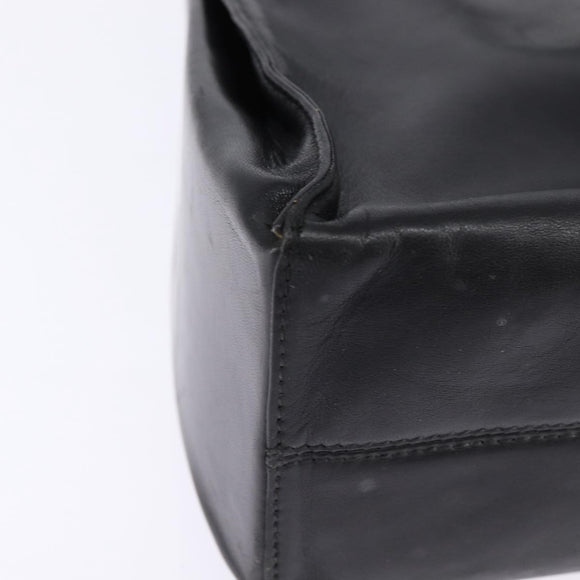 LOEWE Anagram Hand Bag Leather 2way Black Gold Auth 141752