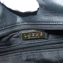 LOEWE Anagram Hand Bag Leather 2way Black Gold Auth 141752-12