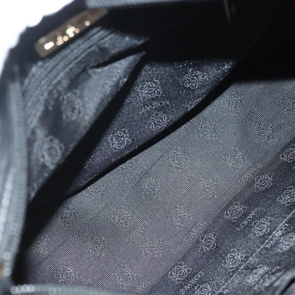 LOEWE Anagram Hand Bag Leather 2way Black Gold Auth 141752