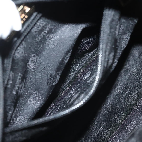 LOEWE Anagram Hand Bag Leather 2way Black Gold Auth 141752