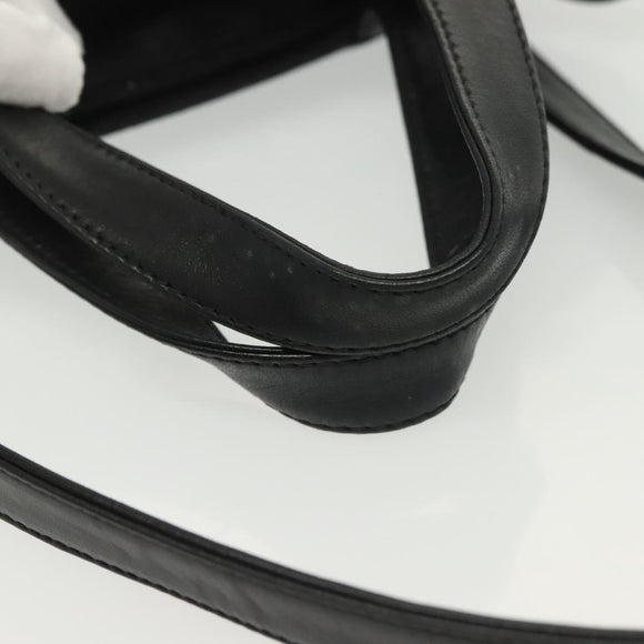 LOEWE Anagram Hand Bag Leather 2way Black Gold Auth 141752