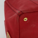 PRADA Canapa MM Hand Bag Canvas Red Gold Auth 141755-10