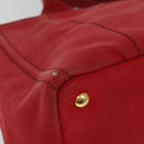 PRADA Canapa MM Hand Bag Canvas Red Gold Auth 141755-12
