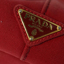 PRADA Canapa MM Hand Bag Canvas Red Gold Auth 141755-14