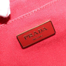 PRADA Canapa MM Hand Bag Canvas Red Gold Auth 141755-15