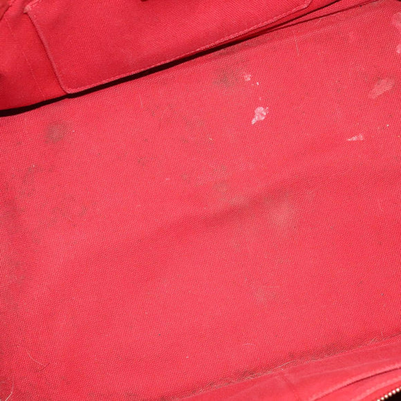 PRADA Canapa MM Hand Bag Canvas Red Gold Auth 141755