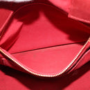 PRADA Canapa MM Hand Bag Canvas Red Gold Auth 141755-19