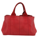 PRADA Canapa MM Hand Bag Canvas Red Gold Auth 141755-3