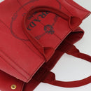 PRADA Canapa MM Hand Bag Canvas Red Gold Auth 141755-6