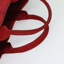 PRADA Canapa MM Hand Bag Canvas Red Gold Auth 141755-7