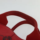 PRADA Canapa MM Hand Bag Canvas Red Gold Auth 141755-8