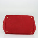 PRADA Canapa MM Hand Bag Canvas Red Gold Auth 141755-9