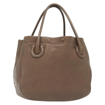 Salvatore Ferragamo Tote Bag Leather Beige Gold Auth 141756