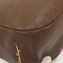 Salvatore Ferragamo Tote Bag Leather Beige Gold Auth 141756-12