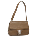 Salvatore Ferragamo Vala Shoulder Bag Leather Brown Silver Auth 141757-1