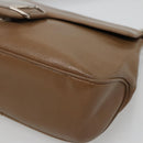 Salvatore Ferragamo Vala Shoulder Bag Leather Brown Silver Auth 141757-9