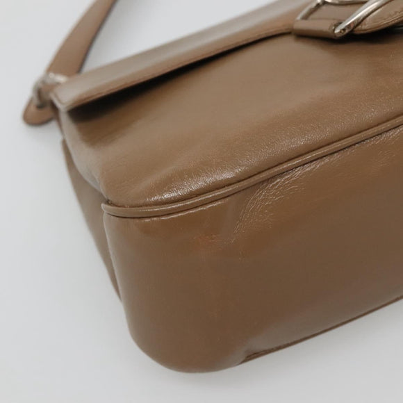 Salvatore Ferragamo Vala Shoulder Bag Leather Brown Silver Auth 141757