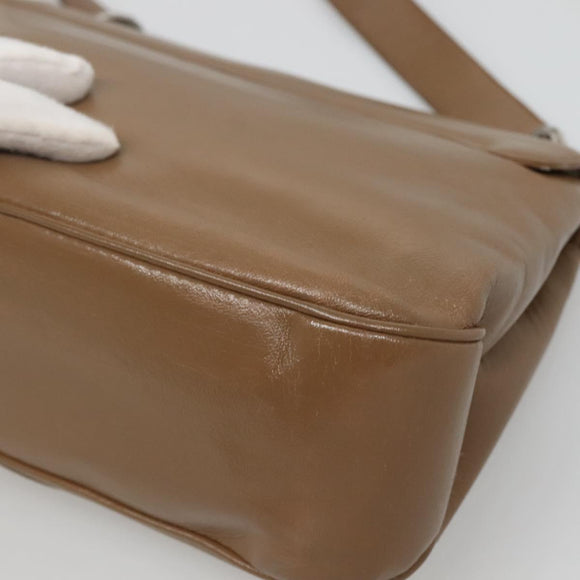 Salvatore Ferragamo Vala Shoulder Bag Leather Brown Silver Auth 141757