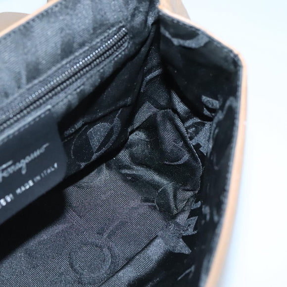 Salvatore Ferragamo Vala Shoulder Bag Leather Brown Silver Auth 141757