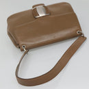 Salvatore Ferragamo Vala Shoulder Bag Leather Brown Silver Auth 141757-7