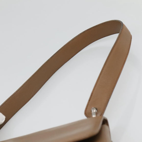 Salvatore Ferragamo Vala Shoulder Bag Leather Brown Silver Auth 141757