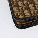 Christian Dior Trotter Canvas Chain Shoulder Bag Brown Gold Auth 141758-16