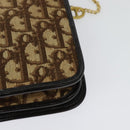 Christian Dior Trotter Canvas Chain Shoulder Bag Brown Gold Auth 141758-17