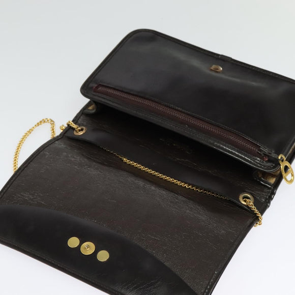 Christian Dior Trotter Canvas Chain Shoulder Bag Brown Gold Auth 141758