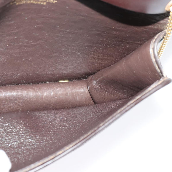 Christian Dior Trotter Canvas Chain Shoulder Bag Brown Gold Auth 141758