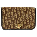 Christian Dior Trotter Canvas Chain Shoulder Bag Brown Gold Auth 141758-13