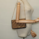 Christian Dior Trotter Canvas Chain Shoulder Bag Brown Gold Auth 141758-21
