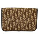Christian Dior Trotter Canvas Chain Shoulder Bag Brown Gold Auth 141758-2