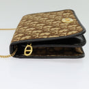 Christian Dior Trotter Canvas Chain Shoulder Bag Brown Gold Auth 141758-3