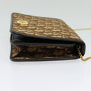 Christian Dior Trotter Canvas Chain Shoulder Bag Brown Gold Auth 141758-4