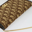Christian Dior Trotter Canvas Chain Shoulder Bag Brown Gold Auth 141758-6