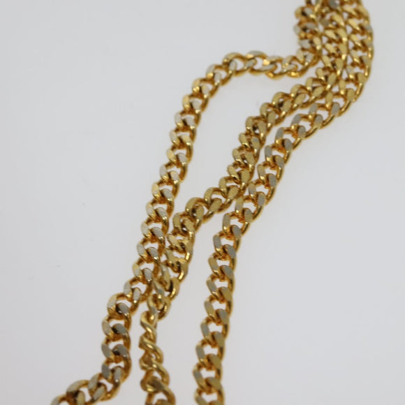 Christian Dior Trotter Canvas Chain Shoulder Bag Brown Gold Auth 141758